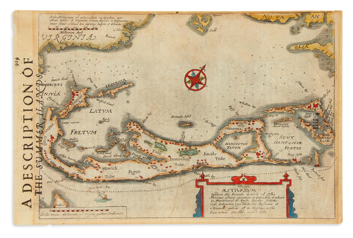 (BERMUDA.) Mercator, Gerard; and Hondius, Jodocus. A Description of the Summer Ilands / Mappa Aestivarum.